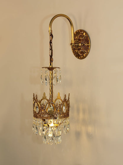Crystal Crown Wall Light ? 6.3″ x H 24.4″ / Dia 16cm x H 62cm / Copper & Clear crystal Wall lamp