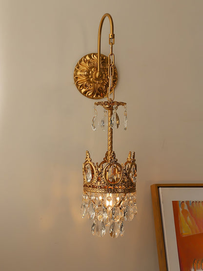 Crystal Crown Wall Light ? 6.3″ x H 24.4″ / Dia 16cm x H 62cm / Copper & Clear crystal Wall lamp