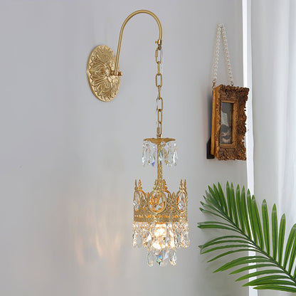 Crystal Crown Wall Light ? 6.3″ x H 24.4″ / Dia 16cm x H 62cm / Copper & Clear crystal Wall lamp