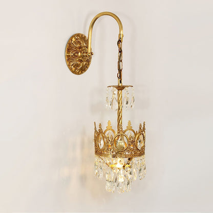 Crystal Crown Wall Light ? 6.3″ x H 24.4″ / Dia 16cm x H 62cm / Copper & Clear crystal Wall lamp