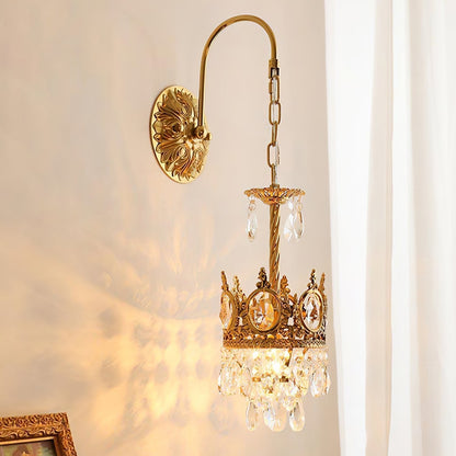 Crystal Crown Wall Light ? 6.3″ x H 24.4″ / Dia 16cm x H 62cm / Copper & Clear crystal Wall lamp