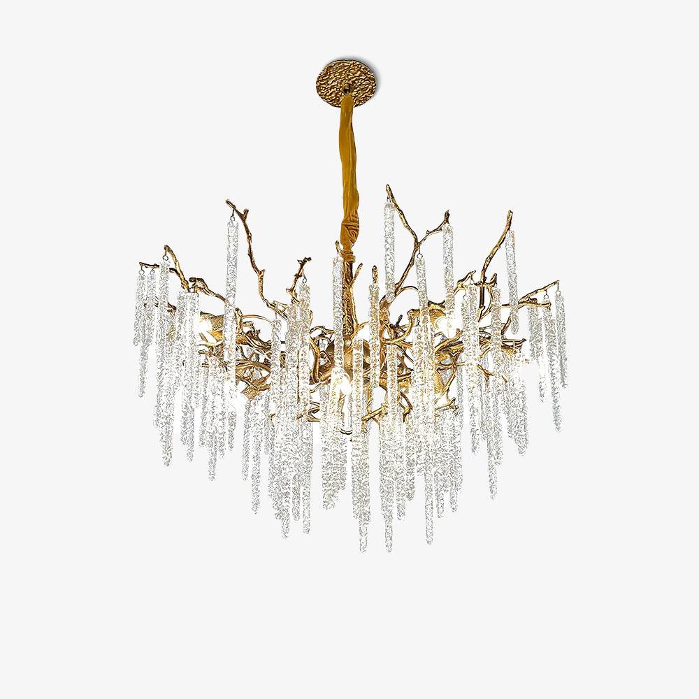Crystal Icicles Branch Brass Chandelier Chandelier