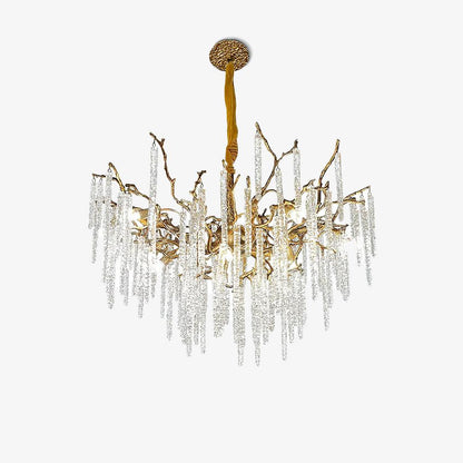 Crystal Icicles Branch Brass Chandelier Chandelier