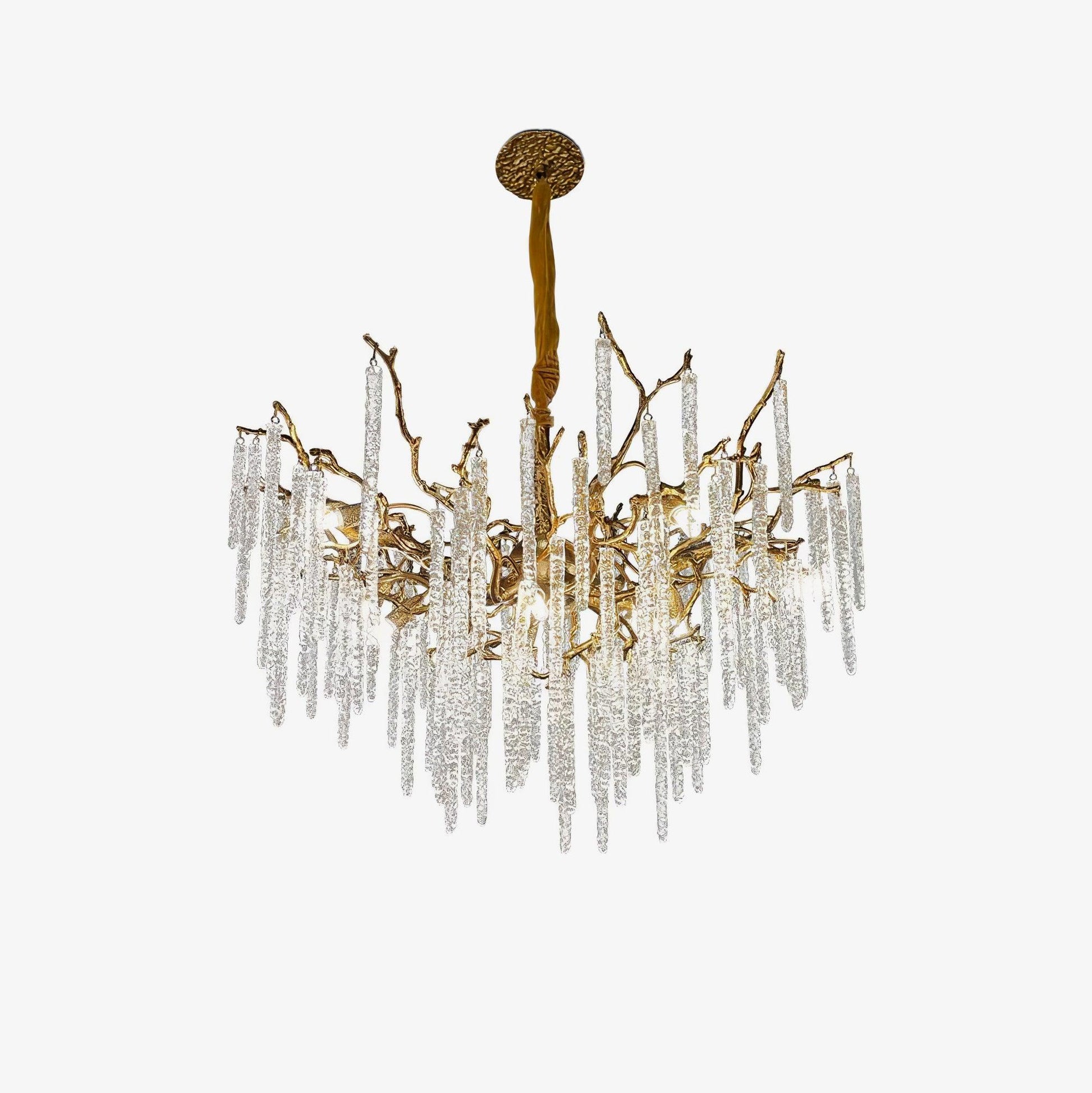 Crystal Icicles Branch Brass Chandelier Chandelier