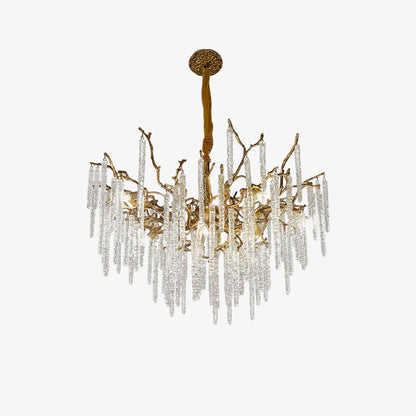 Crystal Icicles Branch Brass Chandelier Chandelier
