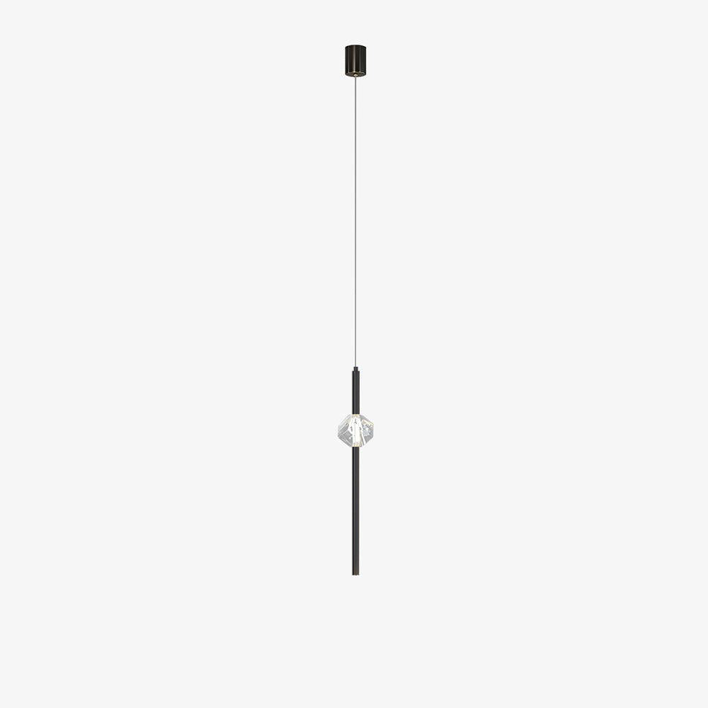 Crystal LED Pendant Lamp Crystal upwards Dia 3.9″ x H 59″ / Dia 10cm x H 150cm / Black & Clear / Neutral Light Pendant