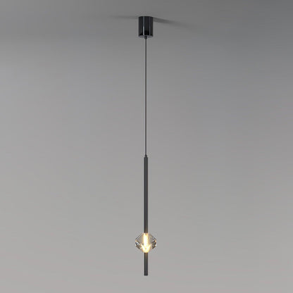 Crystal LED Pendant Lamp Crystal downwards Dia 3.9″ x H 59″ / Dia 10cm x H 150cm / Black & Clear / Neutral Light Pendant