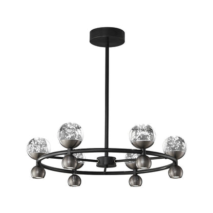 Crystal Nebula Chandelier 6 + 6 heads ? 25.6″ x H 7.1″ / Black / Three-Color Changing Light Chandelier