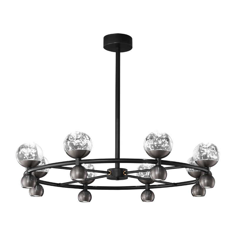 Crystal Nebula Chandelier 8 + 8 heads ? 31.5″ x H 7.1″ / Black / Three-Color Changing Light Chandelier