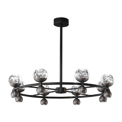 Crystal Nebula Chandelier 8 + 8 heads ? 31.5″ x H 7.1″ / Black / Three-Color Changing Light Chandelier