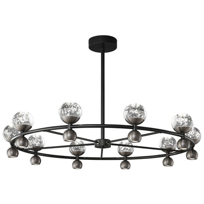 Crystal Nebula Chandelier 10 + 10 heads ? 39.4″ x H 7.1″ / Black / Three-Color Changing Light Chandelier