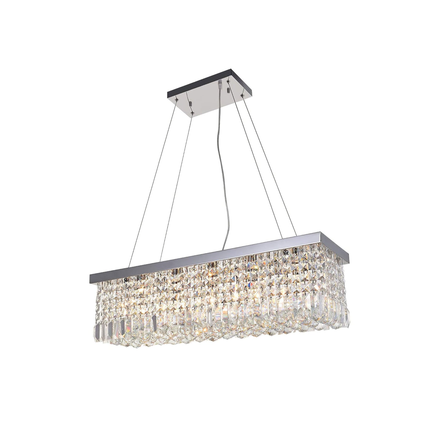 Crystal Raindrop Chandelier L 39.3″ x H 7.4″/ L 100cm x H 19cm / Chrome Chandelier