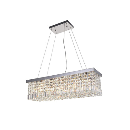 Crystal Raindrop Chandelier L 39.3″ x H 7.4″/ L 100cm x H 19cm / Chrome Chandelier