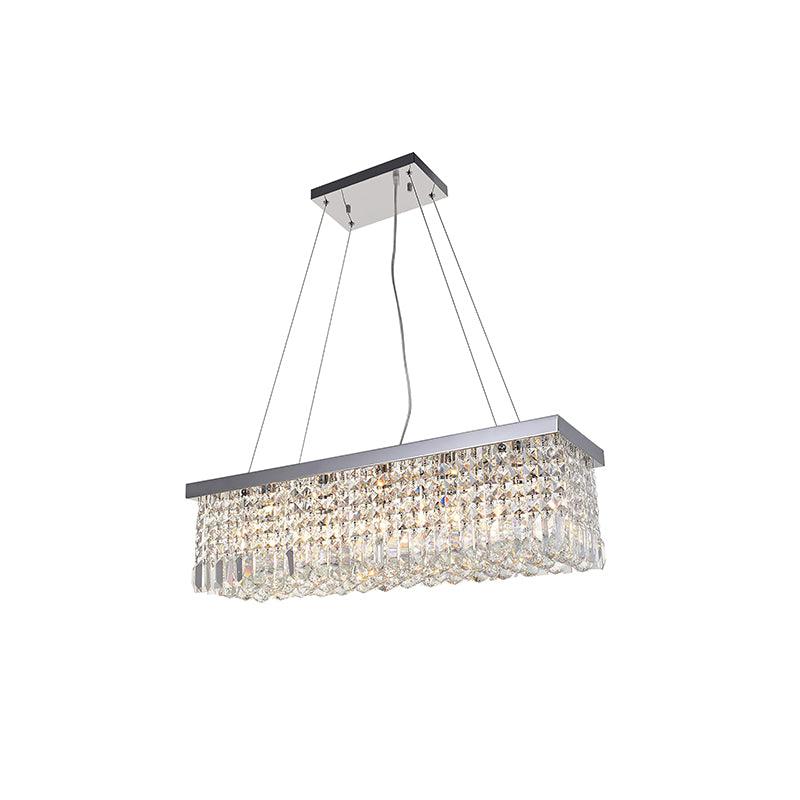Crystal Raindrop Chandelier L 31.4″ x H 7.4″/ L 80cm x H 19cm / Chrome Chandelier