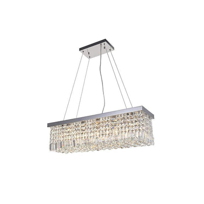 Crystal Raindrop Chandelier L 31.4″ x H 7.4″/ L 80cm x H 19cm / Chrome Chandelier