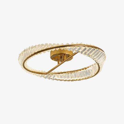 Crystal Rings Ceiling Lamp Dia 19.7″ x H 4.7″ / Dia 50cm x H 12cm / Gold + Clear / Warm Light Ceiling lamp