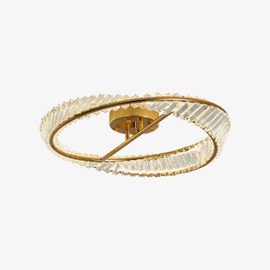Crystal Rings Ceiling Lamp Dia 19.7″ x H 4.7″ / Dia 50cm x H 12cm / Gold + Clear / Warm Light Ceiling lamp