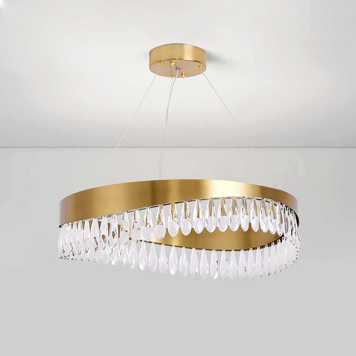 Crystal Sticks Chandelier Dia 15.7″ x H 9.8″ / Dia 40cm x H 25cm / Copper plated + Clear / Warm Light Chandelier