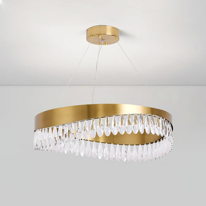 Crystal Sticks Chandelier Dia 15.7″ x H 9.8″ / Dia 40cm x H 25cm / Copper plated + Clear / Warm Light Chandelier