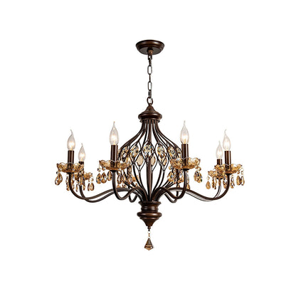 Crystorama Regis Chandelier 8 Heads Dia 31.5″ x H 25.6″ / Walnut wood & Amber Chandelier