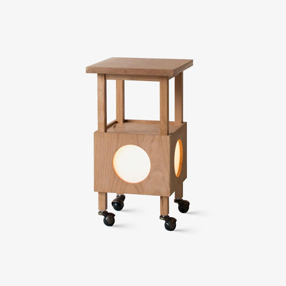 Cubby Mobile Table Light L 11.8″ x W 11.8″ x H 21.7″/ L 30cm x W 30cm x H 55cm / Cherry wood color & Frosted white / US