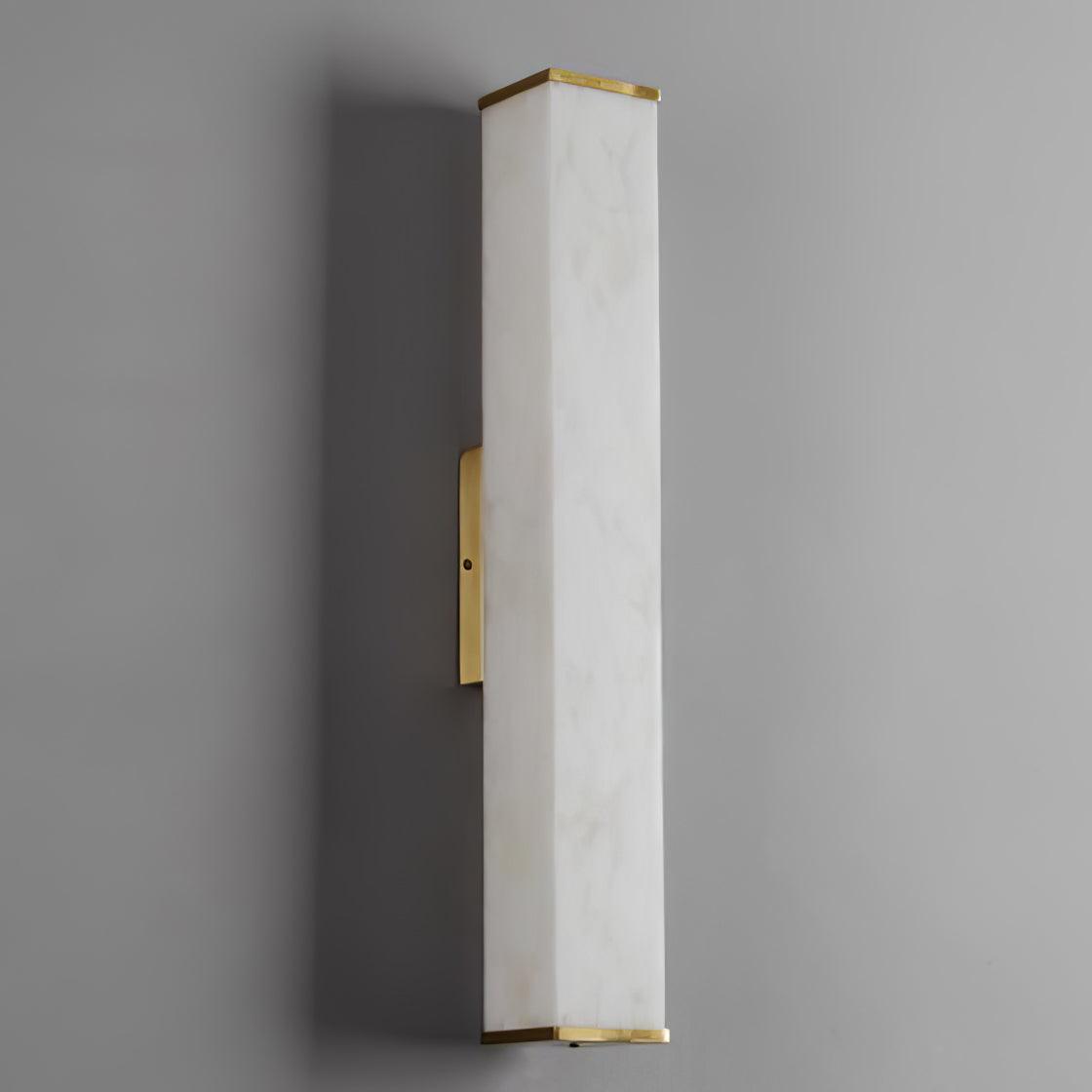 Cuboid Alabaster Wall Light L 3.1″ x H 31.5″ / L 8cm x H 80cm / Brass & White / Warm Light Wall lamp