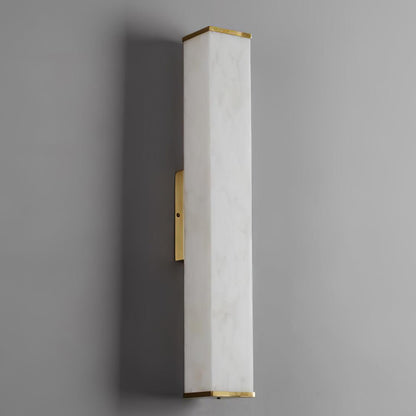 Cuboid Alabaster Wall Light L 3.1″ x H 31.5″ / L 8cm x H 80cm / Brass & White / Warm Light Wall lamp