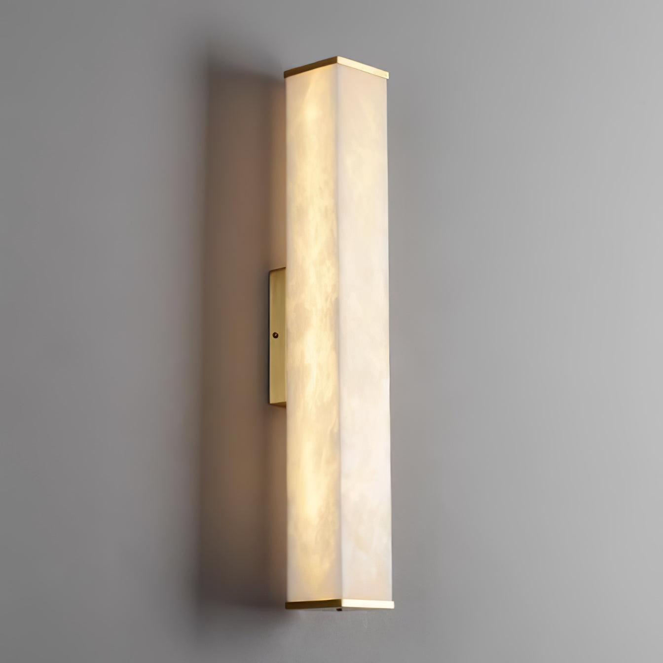 Cuboid Alabaster Wall Light L 3.1″ x H 22.6″ / L 8cm x H 60cm / Brass & White / Warm Light Wall lamp