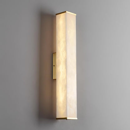 Cuboid Alabaster Wall Light L 3.1″ x H 22.6″ / L 8cm x H 60cm / Brass & White / Warm Light Wall lamp
