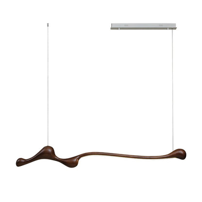 Curva Pendant Lamp L 59.1″ x W 4.7″ x H 8.7″ / Walnut Color / Warm Light Pendant light