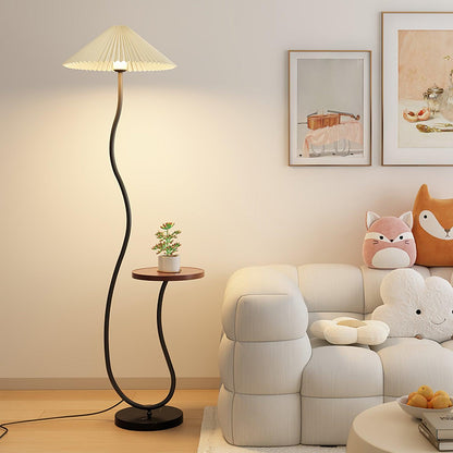 Curvatura Floor Lamp Dia 18.9″ x H 63.4″ / Dia 48cm x H 161cm / Black & Black marble & White fabric / US Plug Floor lamp
