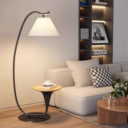 Curvature Floor Lamp Dia 19.7″ x H 65″ / Black & Wood Color Pallet / US Plug Floor lamp
