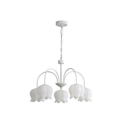 Curved Arm Bell Chandelier 5 heads Dia 24.8″ x H 15.7″ / Dia 63cm x H 40cm / White Chandelier