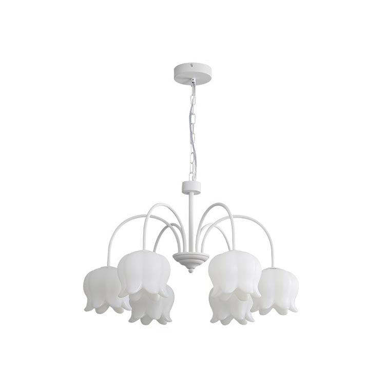 Curved Arm Bell Chandelier 6 heads Dia 26″ x H 15.7″ / Dia 66cm x H 40cm / White Chandelier