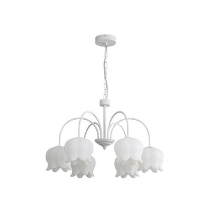 Curved Arm Bell Chandelier 6 heads Dia 26″ x H 15.7″ / Dia 66cm x H 40cm / White Chandelier