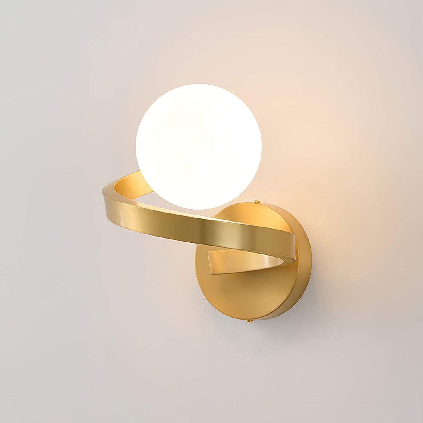 Curved Brass Wall Lamp Dia 5.9″ x W 57.1″ x H 7.9″ / Dia 15cm x W 18cm x H 20cm / Brass & White Wall lamp
