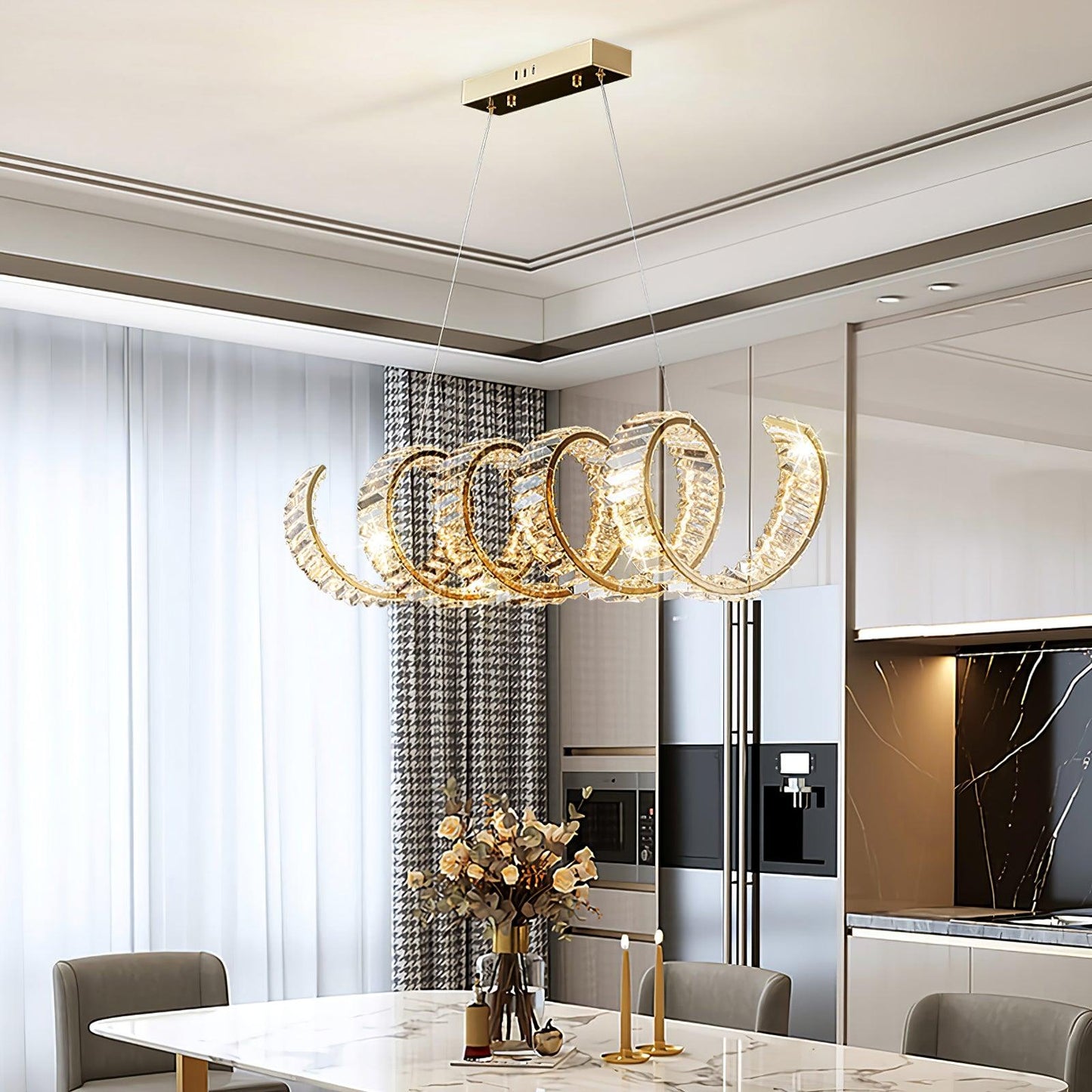Curved LED Chandelier Chandelier