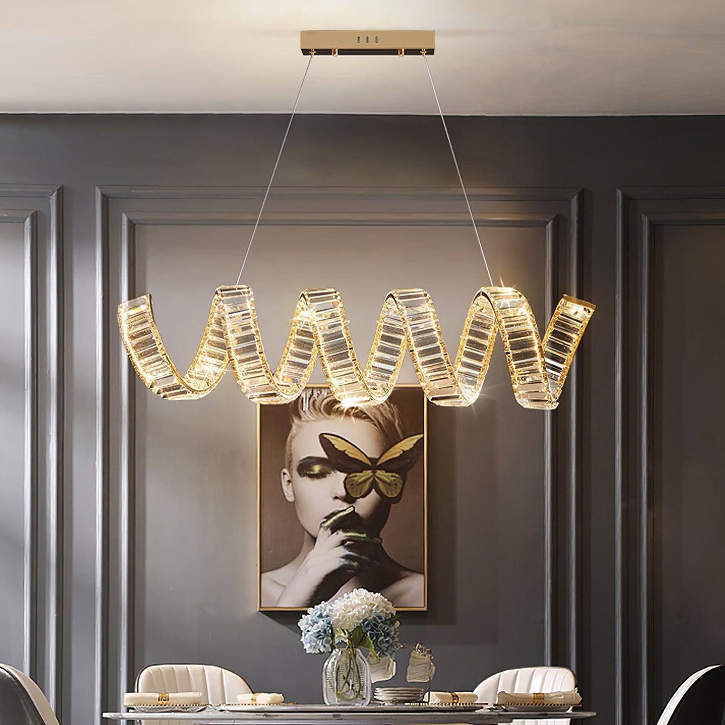 Curved LED Chandelier Chandelier