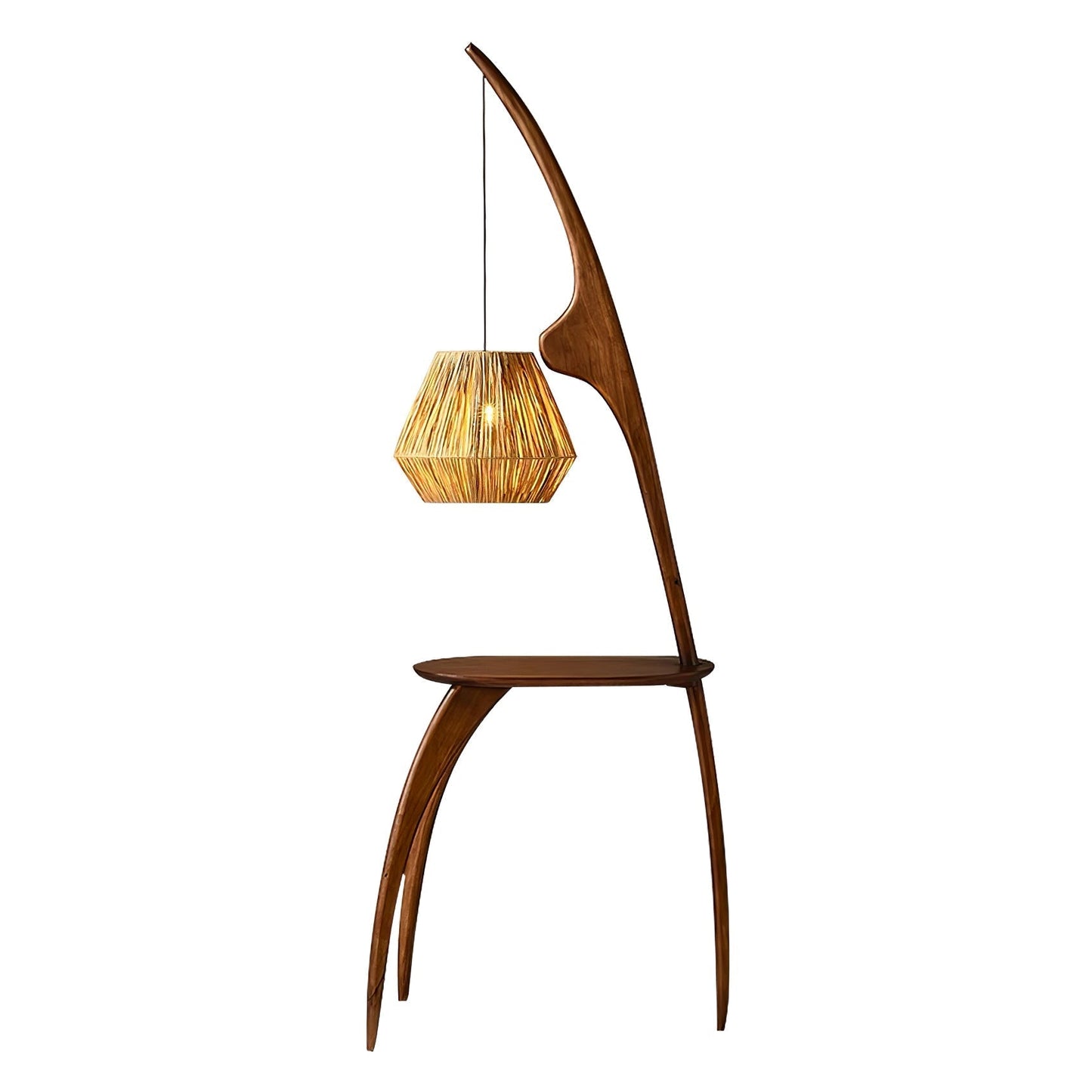 Curved Mantis Arm Floor Lamp Model B Dia 50cm x H 165cm / Dia 19.7″ x H 65.1″ / Walnut Color / US Plug Floor lamp