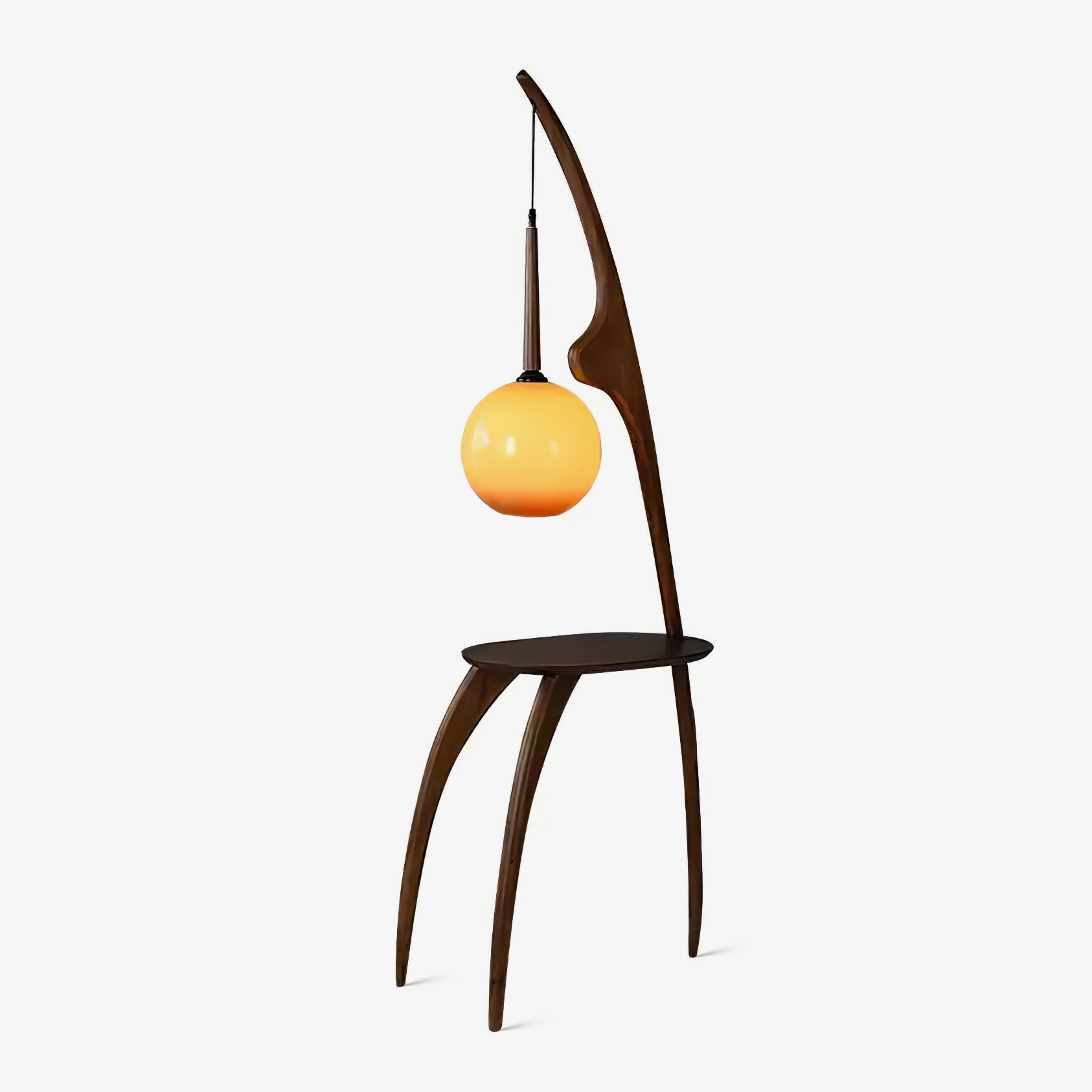 Curved Mantis Arm Floor Lamp Model A Dia 50cm x H 165cm / Dia 19.7″ x H 65.1″ / Walnut Color / US Plug Floor lamp