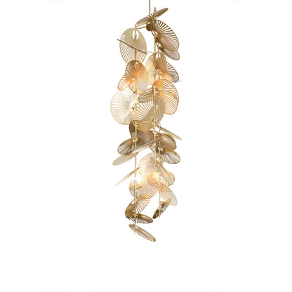 Cattail Leaf Chandelier ? 31.5″ x H 98.4″ / Dia 80cm x H 250cm / Gold Chandelier
