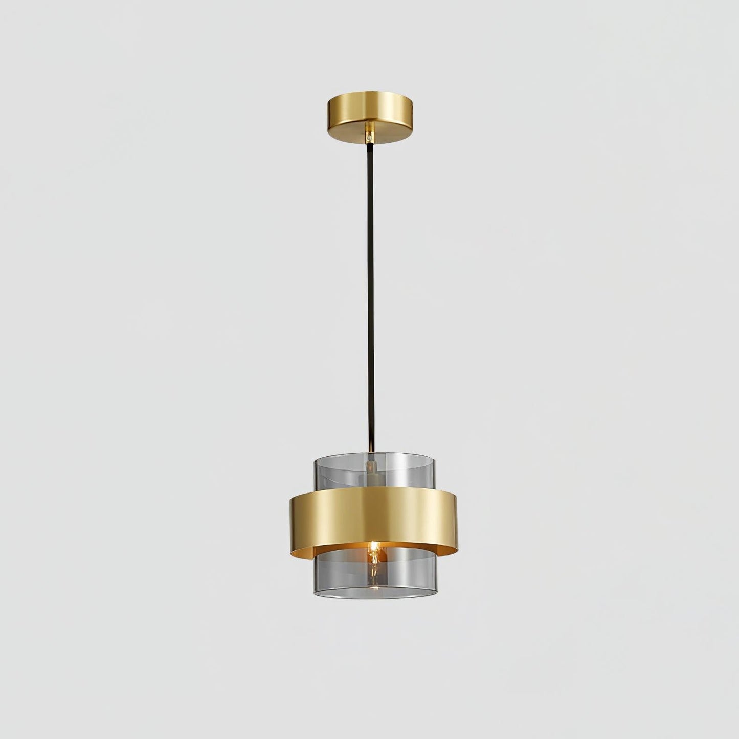 Cylinder Down Pendant Lamp Dia 7.5″ x H 5.9″ / Dia 19cm x H 15cm / Brass & Grey Pendant light