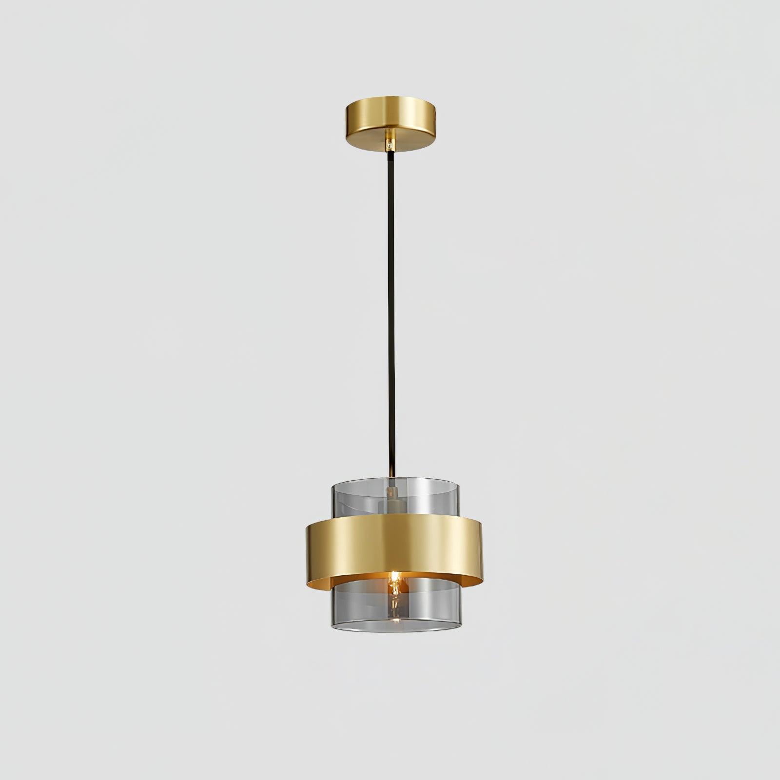 Cylinder Down Pendant Lamp Dia 7.5″ x H 5.9″ / Dia 19cm x H 15cm / Brass & Grey Pendant light