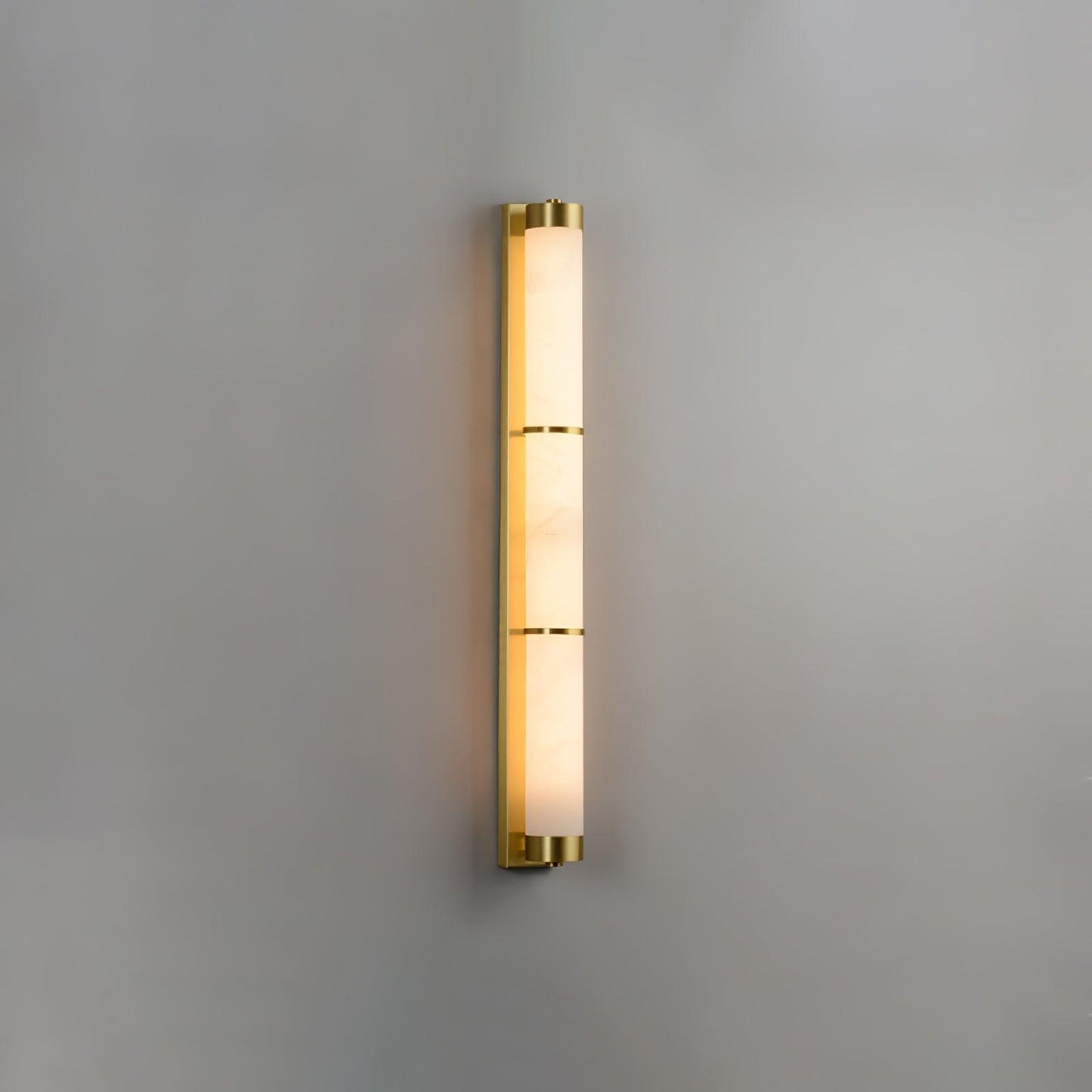 Cylindra Alabaster Brass Wall Light Model C Dia 3.1″ x H 31.5″ / Dia 8cm x H 80cm / Brass & White / Warm Light Wall lamp