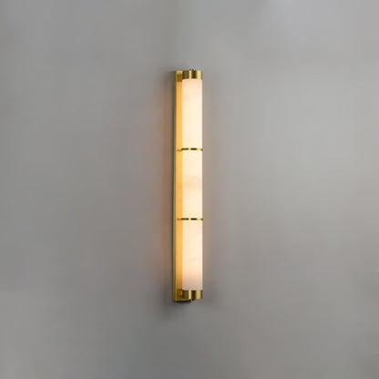 Cylindra Alabaster Brass Wall Light Model C Dia 3.1″ x H 31.5″ / Dia 8cm x H 80cm / Brass & White / Warm Light Wall lamp
