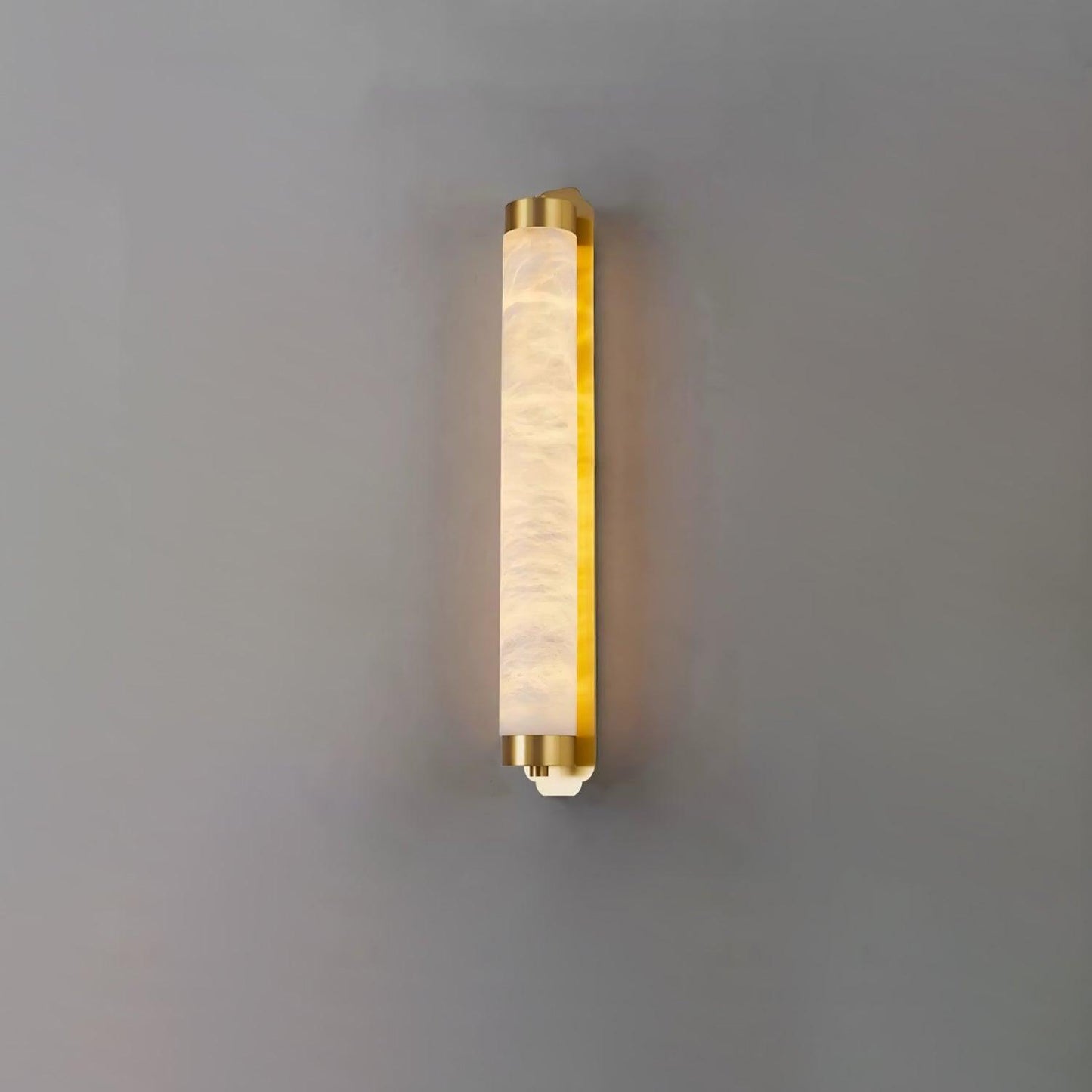 Cylindra Alabaster Brass Wall Light Model B Dia 3.1″ x H 23.6″ / Dia 8cm x H 60cm / Brass & White / Warm Light Wall lamp