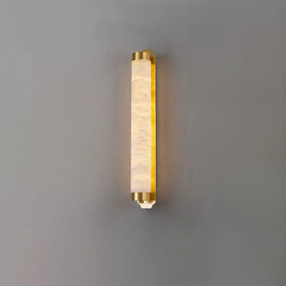 Cylindra Alabaster Brass Wall Light Model B Dia 3.1″ x H 23.6″ / Dia 8cm x H 60cm / Brass & White / Warm Light Wall lamp