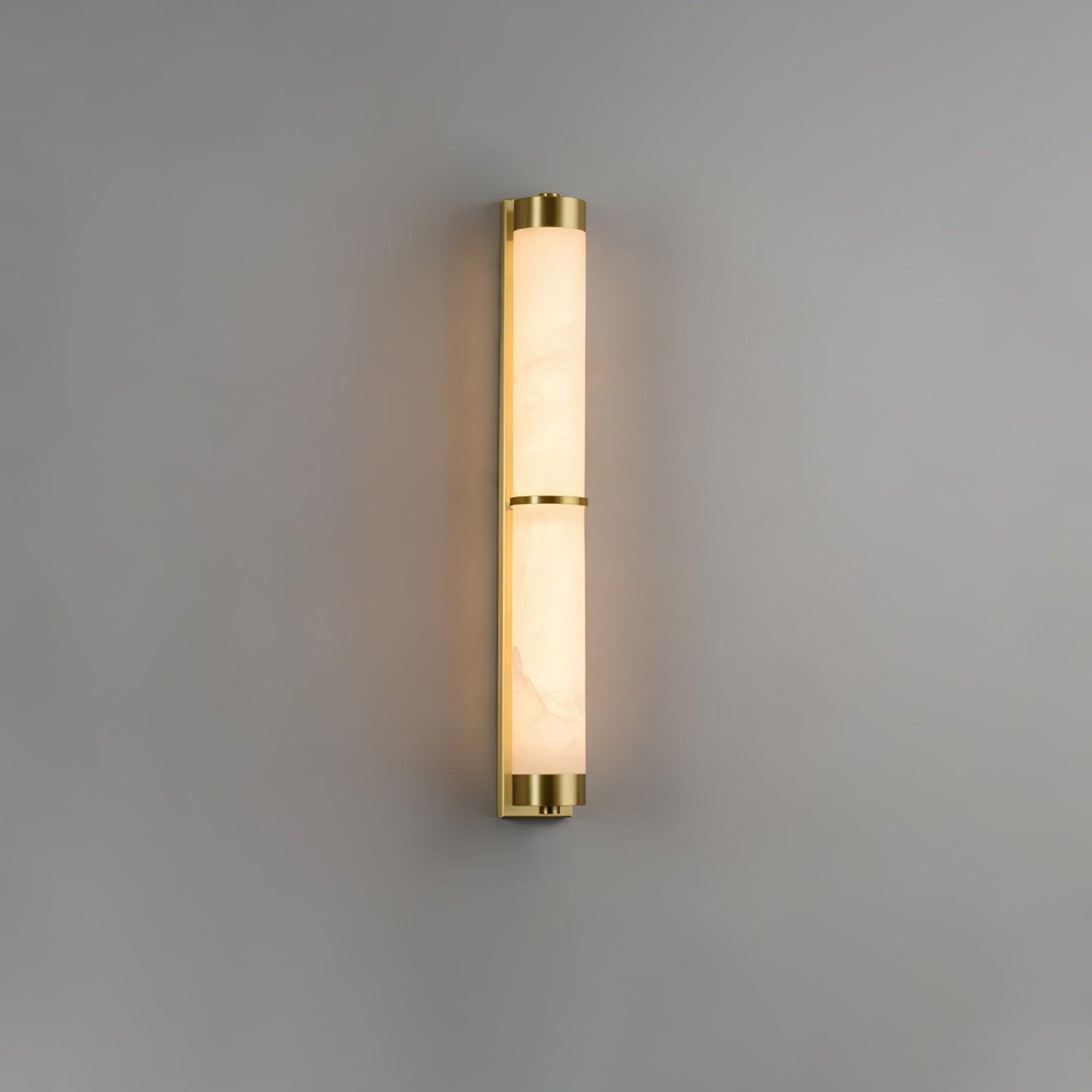 Cylindra Alabaster Brass Wall Light Model A Dia 3.1″ x H 23.6″ / Dia 8cm x H 60cm / Brass & White / Warm Light Wall lamp