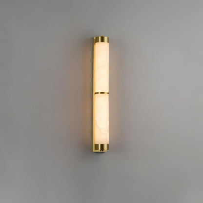 Cylindra Alabaster Brass Wall Light Model A Dia 3.1″ x H 23.6″ / Dia 8cm x H 60cm / Brass & White / Warm Light Wall lamp