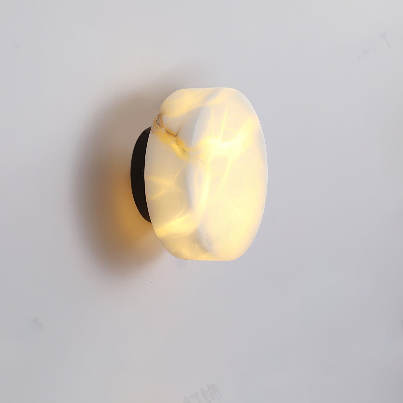 Cylindrical Alabaster Wall Light Dia 7.9″ x H 3″ / Black & White / Warm Light Wall lamp